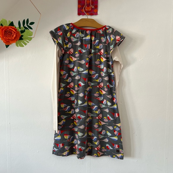 EUC Tea Collection Birds dress sz 10 long sleeve flutter sleeve knee length - Picture 2 of 8